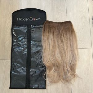 Hidden Crown Hair Extensions + messy bun ash light blonde w/ lowlights | #60/8